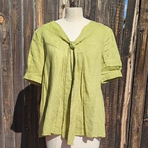 Gorgeous Lime Green Linen  Top
